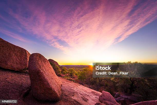 Sunrise Over Enchanted Rock State Park Tx Stock Photo - Download Image Now - Texas, Landscape - Scenery, Enchanted Rock