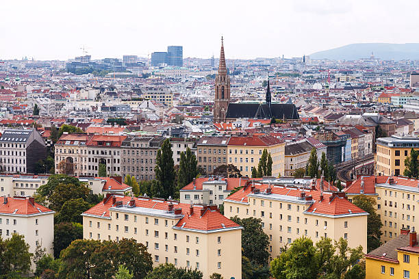 istock Vienna city skyline from Prater park side 494856942