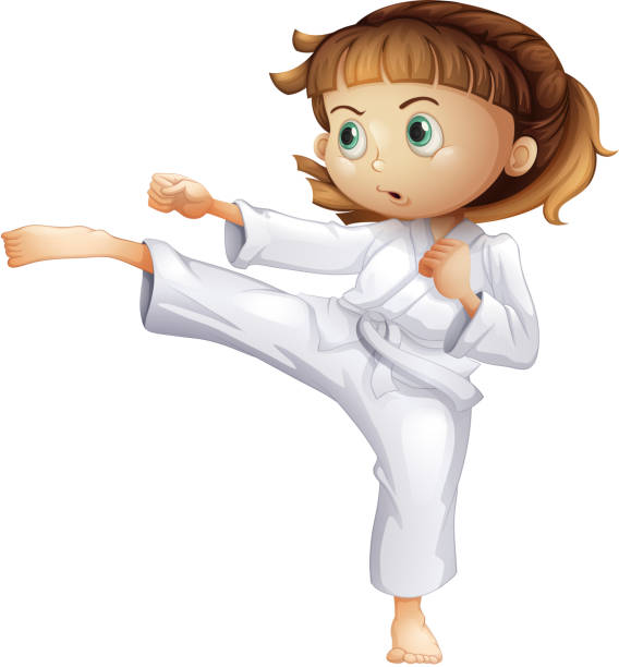 istock Young girl showing her karate moves 494859077