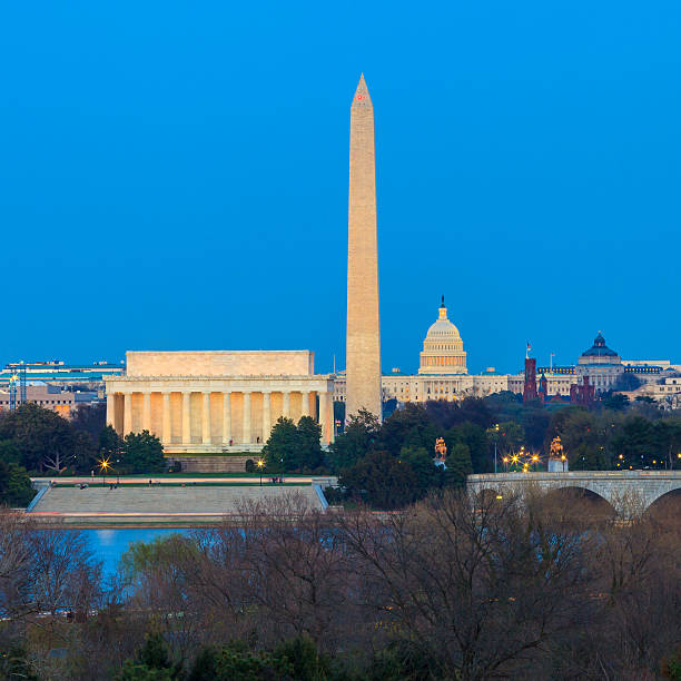istock Washington DC skyline including Lincoln Memorial, Washington Mon 494859087