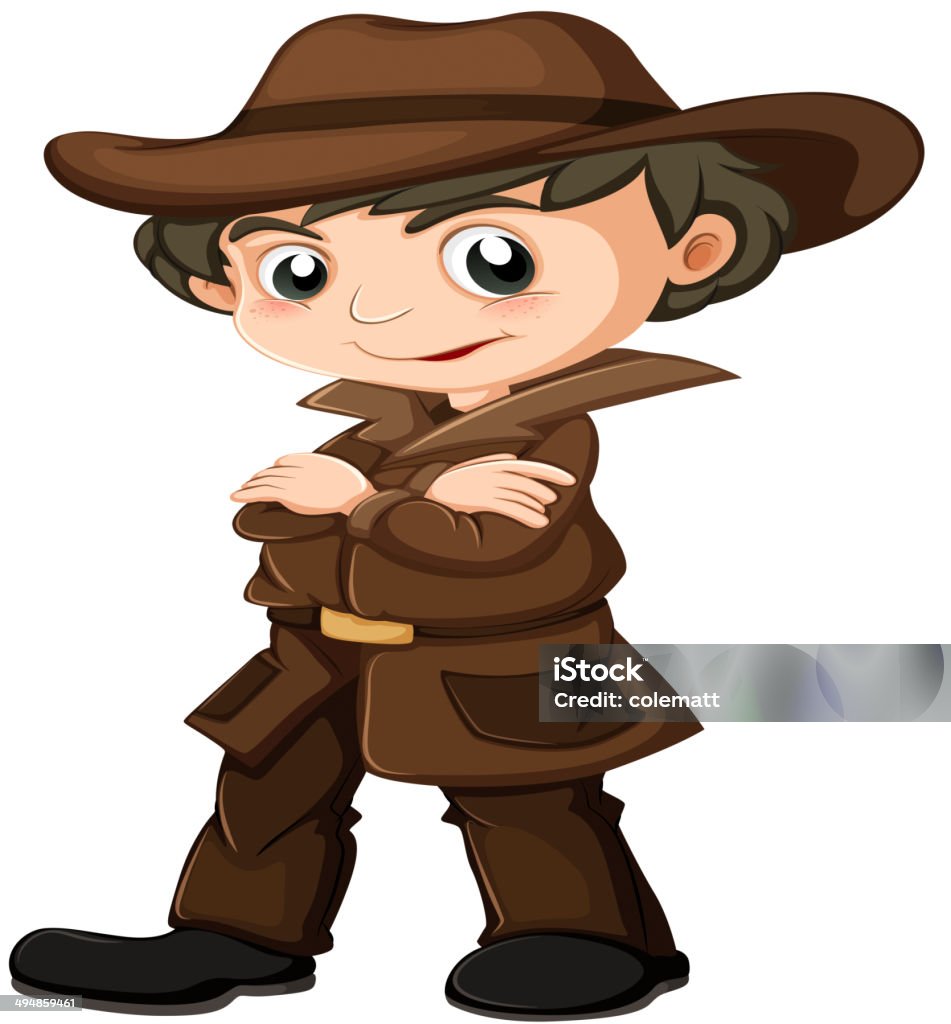 Young detective Illustration of a young detective on a white background Adult stock vector