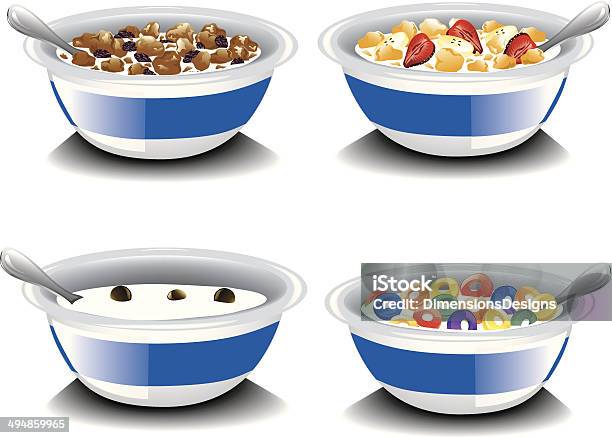 Variadosstencils De Cereais - Arte vetorial de stock e mais imagens de Cereais de pequeno-almoço - Cereais de pequeno-almoço, Cereal, Colher - Talheres