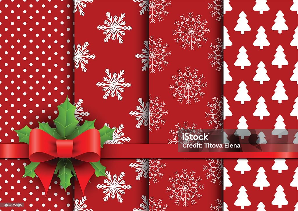 Set christmas red seamless vector backgrounds Set christmas red seamless vector backgrounds. Vector illustration 2015 stock vector