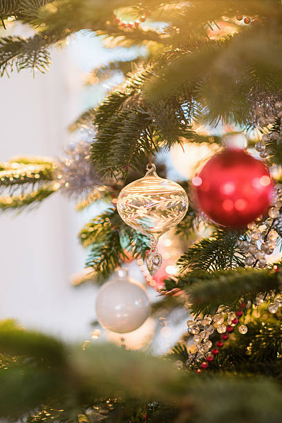 istock close-up on a crystal ball decorating a Christmas tree 494879438