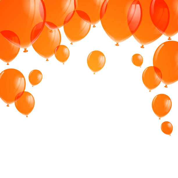 벡터 오랑주 풍선 - backgrounds balloon bunch celebration stock illustrations