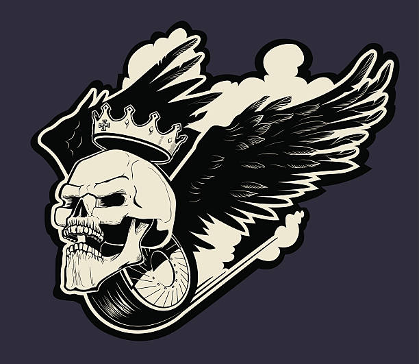 motor skull logo vector art illustration