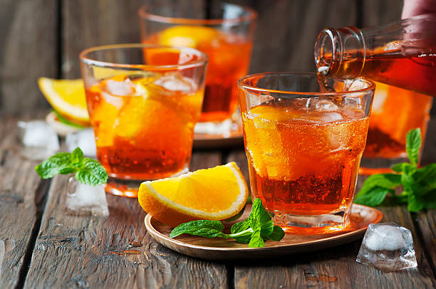 istock Glass of aperol with ice, orange and mint 494880748
