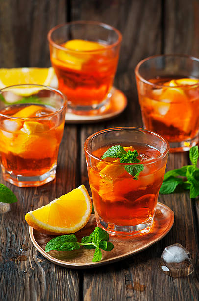 istock Glass of aperol with ice, orange and mint 494880816