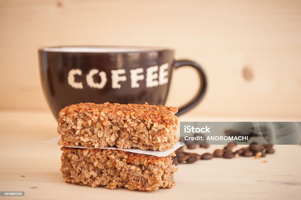 Energy bars and coffee in a cup 2015 Stock Photo