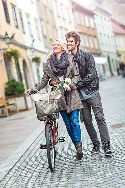 istock Happy couple in love walking embraced 494882254