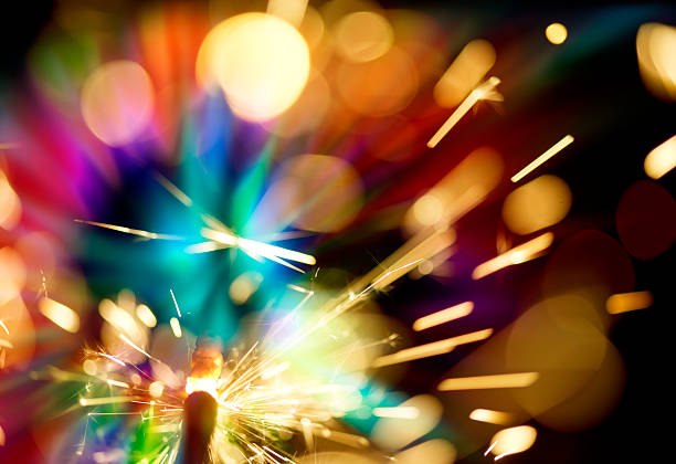 sparkler 抽象的な背景 - colors heat abstract christmas ストックフォトと画像