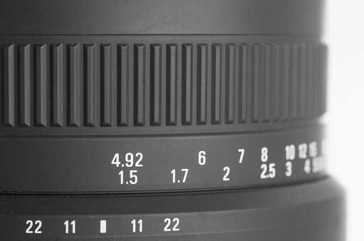 Close - up camera lens detail at focal length