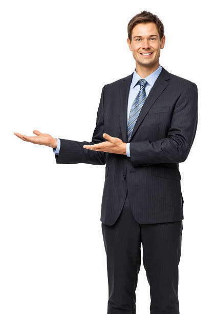 istock Businessman Advertising Over White Background 494891725