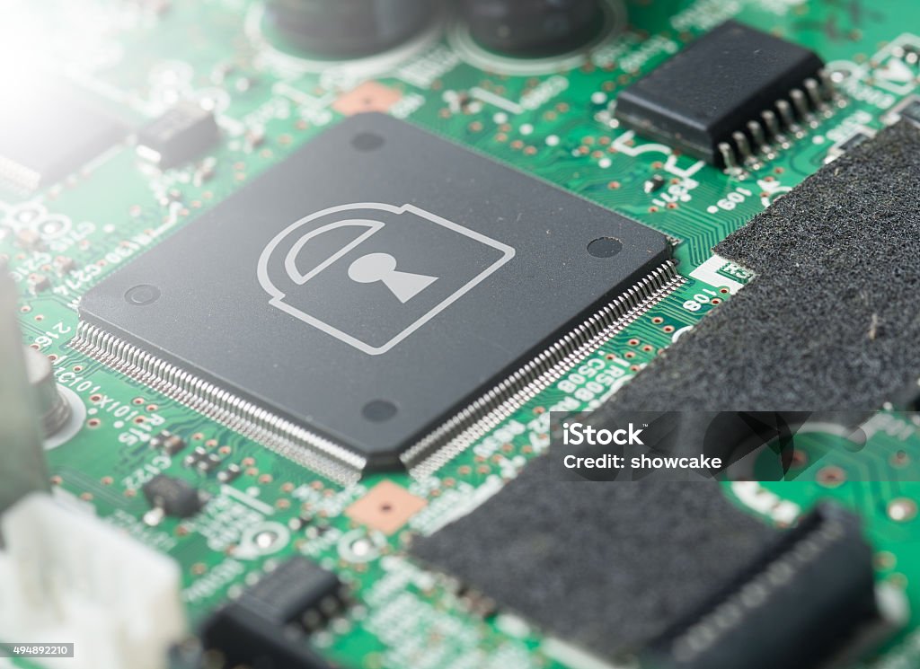 Computer Chip Locked Computer Security Conception Light Effect Stock ...