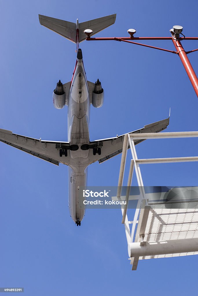 Beautiful clear sky and airplane Above Stock Photo