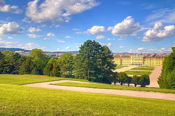 Photo shows general view of Garden park, Vienna