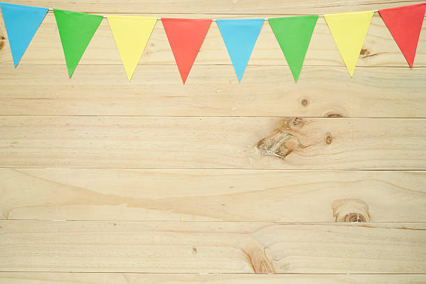 istock Line of colourful party flags 494895706