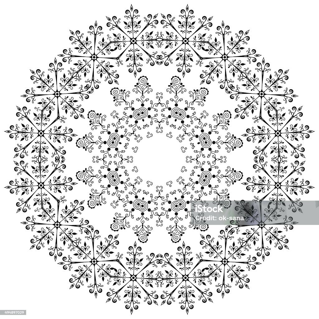 Pattern of snowflakes, contours Abstract pattern of snowflakes, black contours isolated on white background. Vector Abstract stock vector