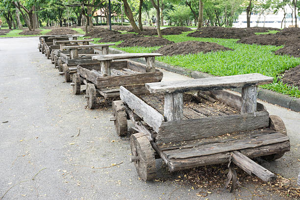 istock Old train with wooden cars 494900216