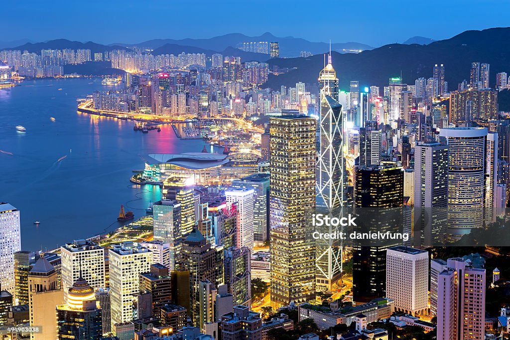 Hong Kong Famous Night View This photo was shot with a Canon EOS 5D Mark III. ISO 100 Hong Kong Stock Photo