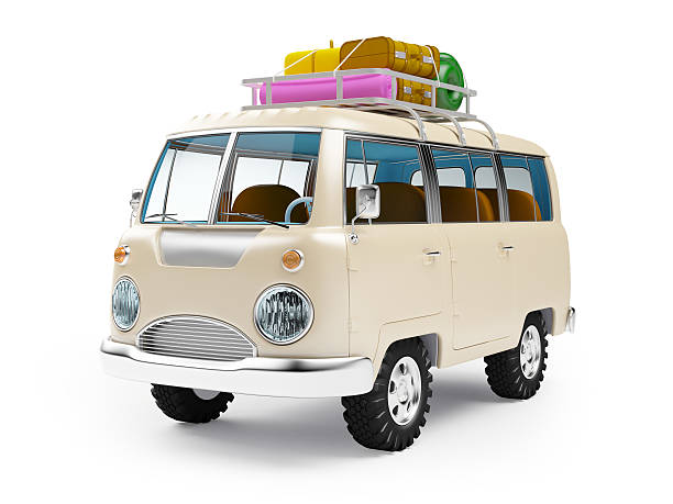 safari van con baca - 1960s style image created 1960s retro revival old fashioned fotografías e imágenes de stock