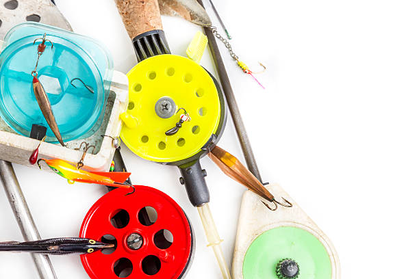 istock closeup ice fishing tackles 494912738