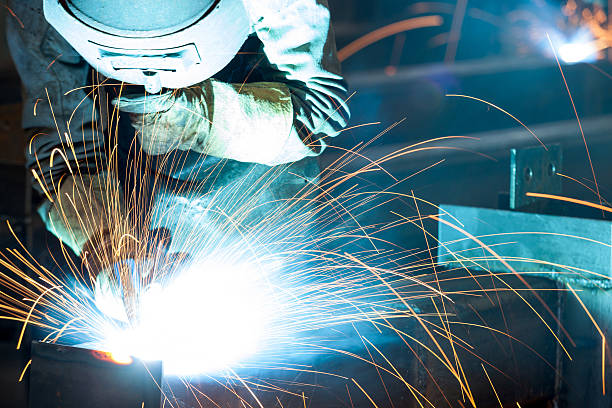 istock Sparks from the cutting of steel produced 494917216