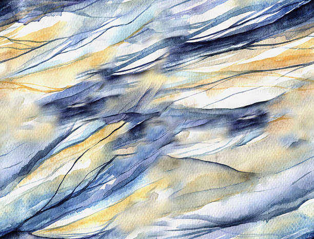 illustrations, cliparts, dessins animés et icônes de motif aquarelle sans couture avec vagues - smooth part of colors yellow