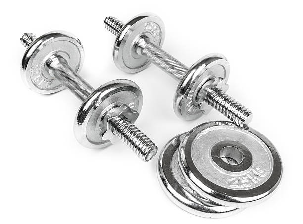 istock Steel Dumbbells Isolated on white 494923002