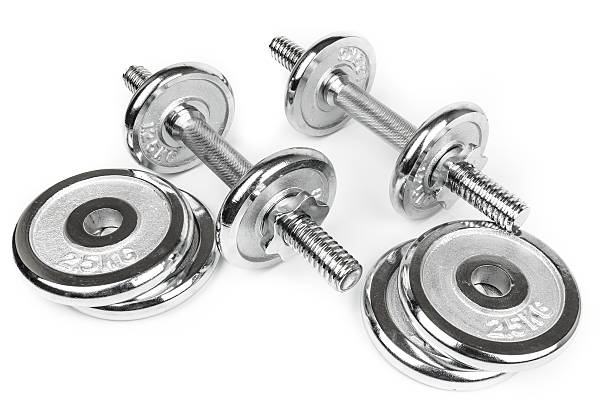 istock Steel Dumbbells Isolated on white 494923038