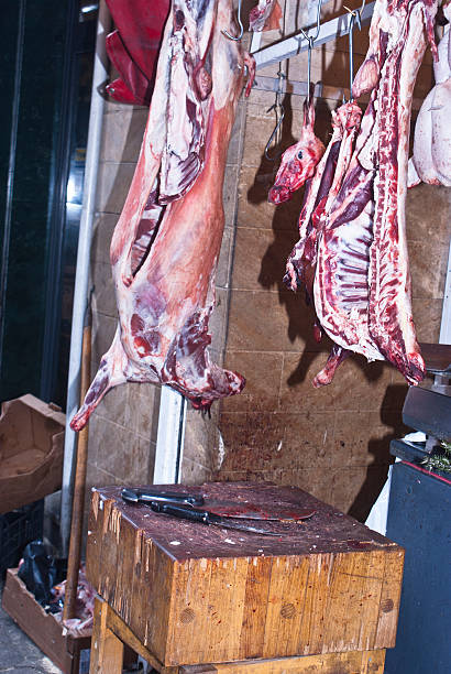 istock Raw meat in a carnage at the market 494923734