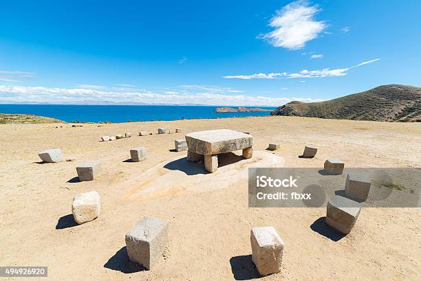 Incas Sacrifice Table On Island Of The Sun Bolivia Stock Photo - Download Image Now