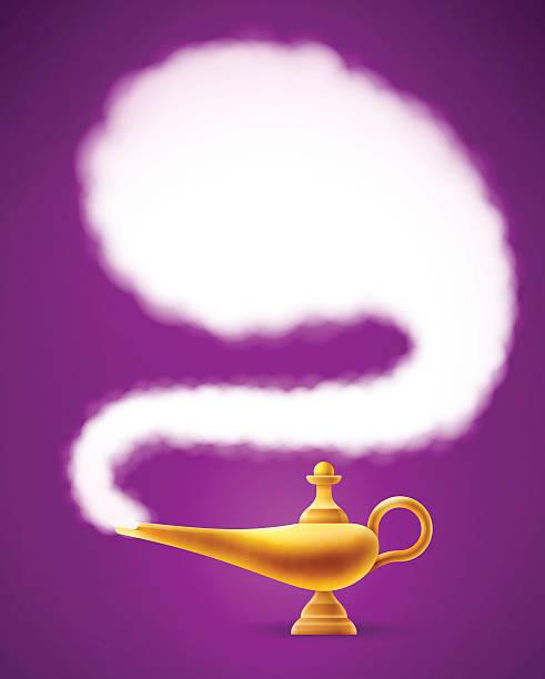 ilustrações de stock, clip art, desenhos animados e ícones de magic génio luz - magic lamp genie lamp smoke