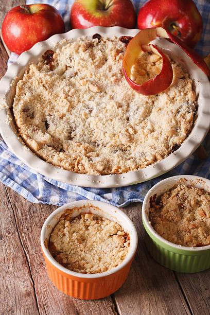 istock Traditional apple crisp close-up in baking dish. Vertical 494930340