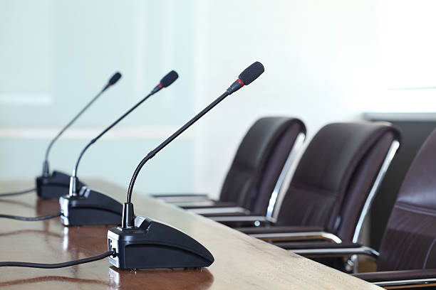 istock microphones in the meeting room 494932273