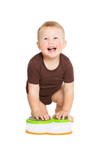 istock Happy little boy baby crawling, kid looking up 494932567