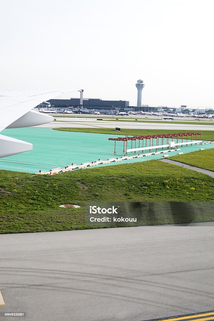 Airport runway of America Aerial View Stock Photo
