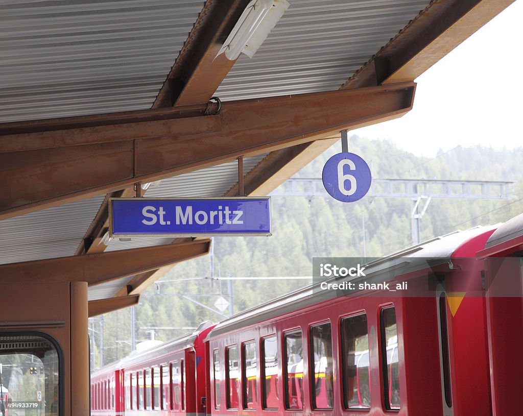 St Moritz railway station Platform sign at St Moritz St Moritz Stock Photo