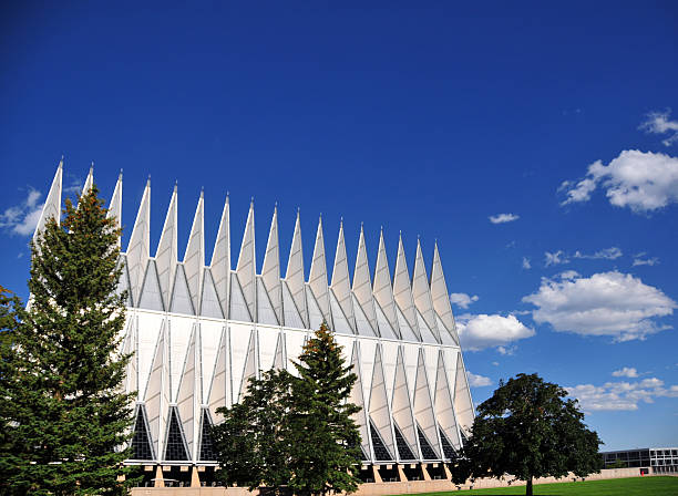 istock Air Force Academy Chapel, trees and sky, Colorado Springs 494934665