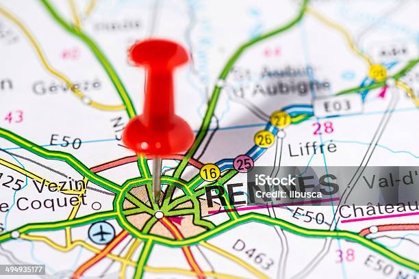 European Cities On Map Series Rennes Stock Photo - Download Image Now - Rennes - France, Map, City