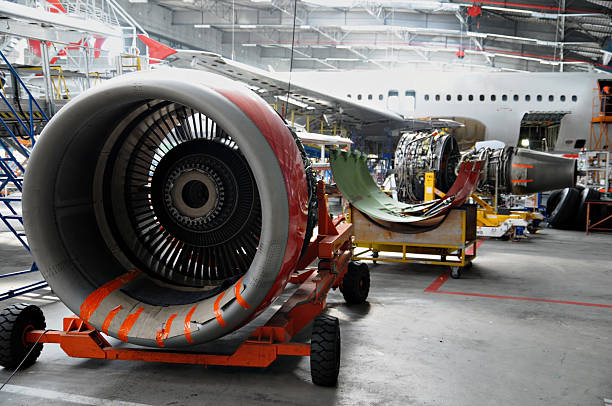 istock Aircraft maintenance in hangar 494935307