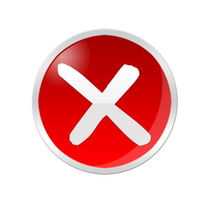 Illustration of an error icon inside a red circle