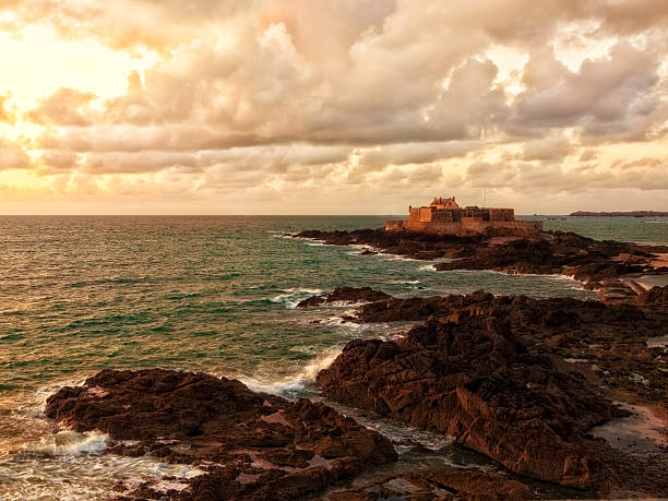 istock Saint-Malo, Fort National at sunset 494936139