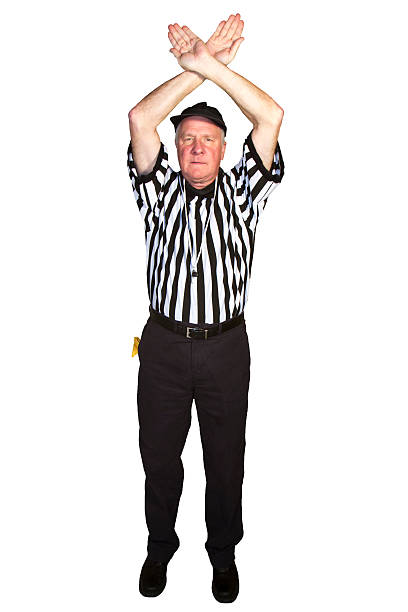Time Out Man dressed as an American football NFL referee signaling time out or stopage of clock sports official stock pictures, royalty-free photos & images