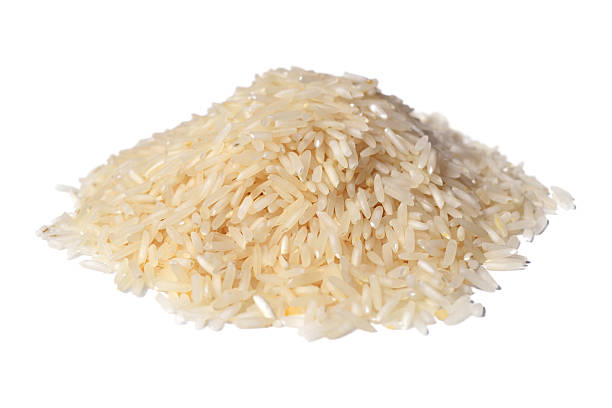 di riso pile - clipping path rice white rice basmati rice foto e immagini stock