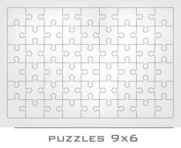 Jigsaw puzzle frame simple Jigsaw puzzle frame on a gray background puzzle designs stock illustrations