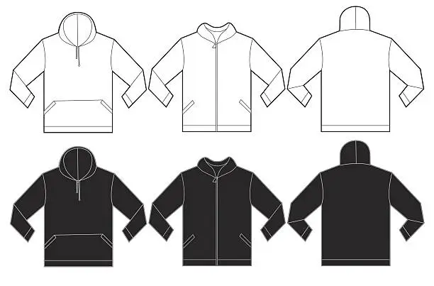 Vector illustration of Black White Hoodie Sweatshirt Design Template