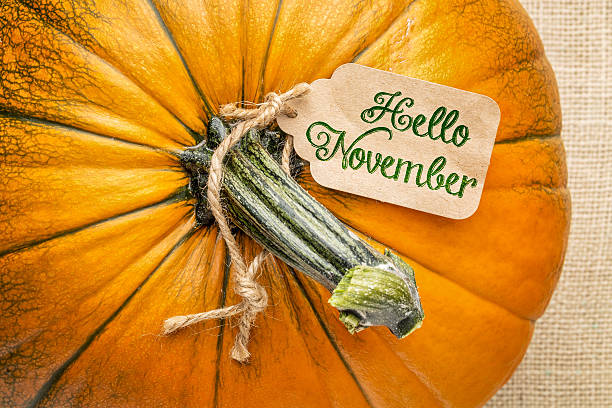 bonjour novembre étiquette de prix - hello photos et images de collection