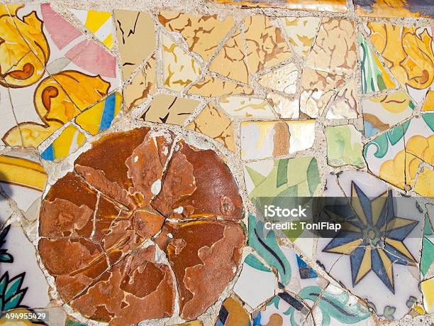 Background Of Antonio Gaudi Mosaics Stock Photo - Download Image Now - Abstract, Antoni Gaudí, Architecture