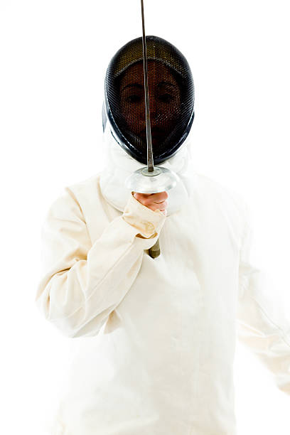 istock Female fencer practicing her fencing technique 494957091
